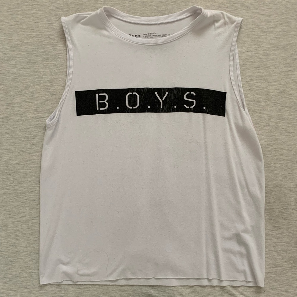 Boys + Arrows White Tank Top with Black Logo